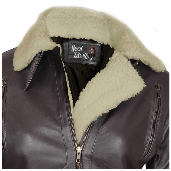 👻 Decrum real leather brown aviator jacket new - Picture 3 of 7